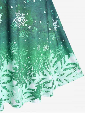 Plus Size Christmas Snowflake Print Sleeveless Vintage Dress