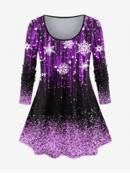 Plus Size Snowflake Print Christmas T-shirt -  