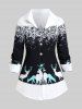 Christmas Snowflake Elk Print Shirt and Leggings Plus Size Outfit -  