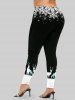 Christmas Snowflake Elk Print Shirt and Leggings Plus Size Outfit -  