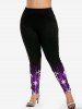 Plus Size Snowflake Print Christmas Leggings -  