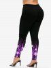Plus Size Snowflake Print Christmas Leggings -  