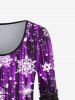 T-shirt de Noël à Imprimé Flocon de Neige de Grande Taille - Pourpre  M | US 10