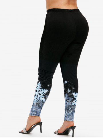 Plus Size Snowflake Print Christmas Leggings