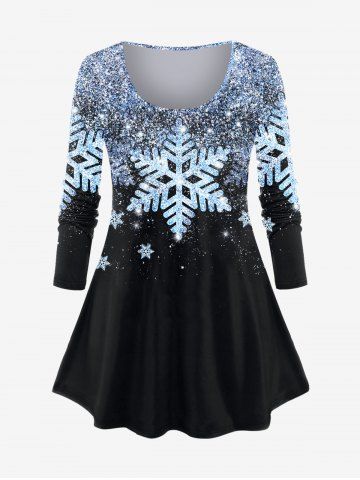 Camiseta Navideño Talla Extra Estampado Copo de Nieve - LIGHT BLUE - 4X | US 26-28