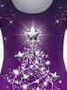 Christmas Tree Print T-shirt and Sparkle Tree Print Leggings Plus Size Outfit -  