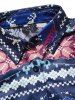 Tribal Animal Allover Print Flower Lace Insert Shirt Dress -  