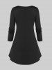 Plus Size Keyhole Cutout Cross Print Long Sleeve T-shirt -  