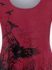 T-Shirt à Manches Longues à Imprimé Aigle sur Branches Grande-Taille - Rouge foncé 3X | US 22-24