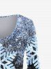 T-shirt de Noël à Imprimé Flocon de Neige de Grande Taille - Bleu clair 4X | US 26-28