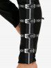 Gothic 3D Zipper Buckles Printed Skinny Leggings -  
