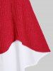 Robe Mi-Longue à Capuche Tricotée à Ourlet en Fausse Fourrure de Grande Taille à Lacets - Rouge 1X | US 14-16