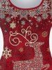 T-shirt de Noël Cerf de Flocon de Neige de Grande Taille - Rouge foncé M | US 10