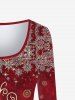 Plus Size Snowflake Elk Print Christmas T-shirt -  