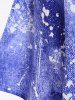 Plus Size Cinched Ruched O-ring Paint Splatter Long Sleeves Tee -  