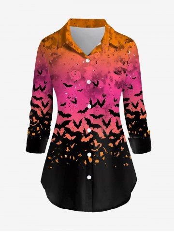 Plus Size Ombre Bat Print Shirt