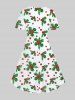 Robe Vintage Linge A à Imprimé 3D Cerise Noël et Nœud Papillon de Grande Taille - Blanc 1X | US 14-16