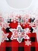 Plus Size Christmas Snowflake Plaid Print T-shirt -  