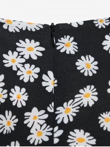Plus Size Daisy Print Bodycon Midi Skirt