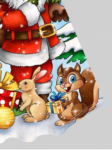 Plus Size Christmas Printed A Line Vintage Dress