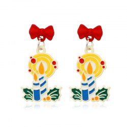 Boucles D'Oreilles Bougie de Noël Pendantes - Multi 