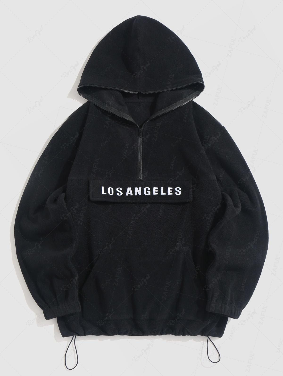 Chic LOS ANGELES Embroidery Polar Fleece Hoodie  