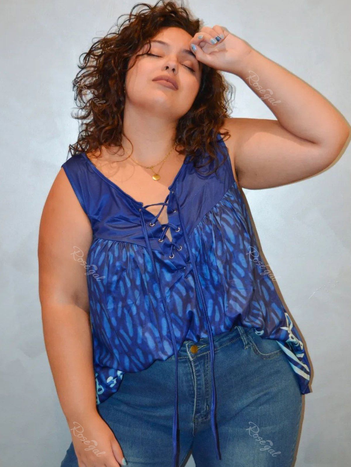 Best Plus Size Butterfly Print Lace Up Tent Tank Top  