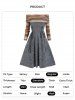 Off The Shoulder Colorful Stripe Panel Foldover Lace Up Knit Dress -  