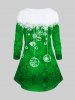 Plus Size Christmas Snowflake Printed Colorblock Long Sleeves Tee -  