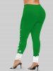 Plus Size Christmas Snowflake Printed Two Tone Leggings -  