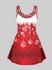 Plus Size Snowflakes Balls Printed Crisscross A Line Christmas Dress -  