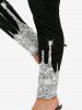 Plus Size 3D Sparkles Paint Drop Blobs Printed Skinny Leggings -  