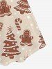 Plus Size Christmas Cute Gingerbread Tree Snowflake Print A Line Dress -  