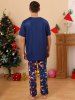 Ensemble de Pyjama T-Shirt à Imprimé Cerf de Noël et Pantalon pour Homme - Bleu profond XXL