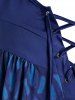 Plus Size Butterfly Print Lace Up Tent Tank Top -  
