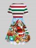 Plus Size Christmas Printed A Line Vintage Dress -  