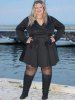 Plus Size Shawl Neck Flounce Double Breasted Mini Blazer Dress with Bowknots -  