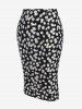 Jupe Moulante Mi-Longue à Imprimé Marguerite de Grande Taille - Noir 1X | US 14-16