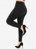 Plus Size Lace Up Metals Pull On Skinny Pants -  