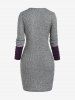 Plus Size Sweetheart Neck Two Tone Cable Knit Sweater Dress -  
