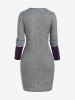 Plus Size Sweetheart Neck Two Tone Cable Knit Sweater Dress - Concorde 4x | US 26-28