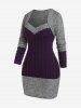 Robe Pull Bicolore en Tricot à Câble Grande Taille à Lacets - Concorde 5x | US 30-32