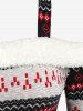 Robe de Noël Mi-Longue Haute Basse Tricotée Flocon de Neige Imprimée à Epaule Ouverte de Grande Taille - Noir L | US 12