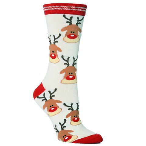Christmas Elk Pattern Crew Socks - MULTI
