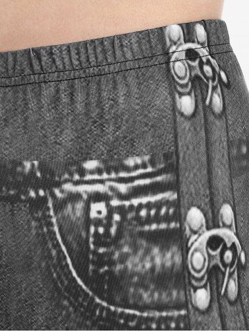 Plus Size 3D Printed Skinny Flocking Lined Leggings