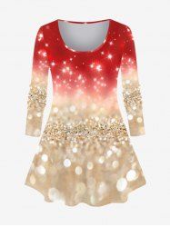 T-shirt de Noël à Imprimé Brillant de Grande Taille - Rouge 5x | US 30-32