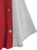 Plus Size Hooded Bicolor Two Tone Cowl Front Sweater -  
