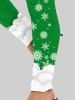 Ensemble T-shirt à Manches Longues et Legging à Imprimé Flocon de Neige de Noël Grande Taille - Vert 