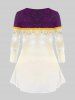 Plus Size Christmas Tree Bowknot Ball Print T-shirt and Leggings Outfits -  