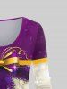 Plus Size Christmas Tree Bowknot Ball Print T-shirt and Leggings Outfits -  